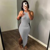 Fashion Sexy Splice Split Maxi Dress GLF-10130