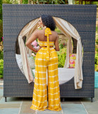 Sexy Stripe Print Halter Tops And Loose Pants Two Piece Set BGN-298