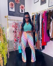 Colorful Print Slim Micro Flare Pant BGN-299