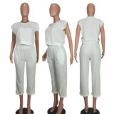 Solid Color Casual Two Piece Pants Set YD-8753