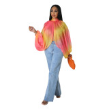 Shawl Laced Up Chiffon Bat Sleeve Top YF-10512