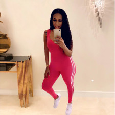 Sport Sleeveless Slim Solid Jumpsuit LUO-4015