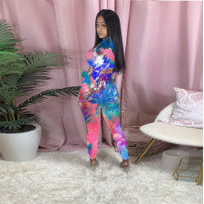 Tie Dye Print Long Sleeve Pants Sport Two Piece Set LUO-4026
