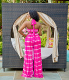 Sexy Stripe Print Halter Tops And Loose Pants Two Piece Set BGN-298