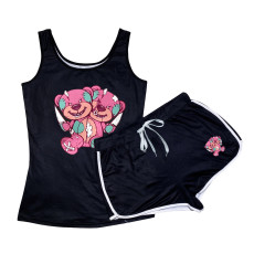 Cartoon Pattern Printed Suspender Shorts Set SHD-9417