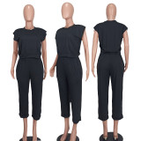 Solid Color Casual Two Piece Pants Set YD-8753