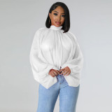 Shawl Laced Up Chiffon Bat Sleeve Top YF-10512