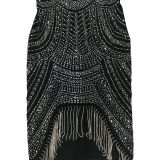 Hot Drill Sleeveless Halter Tassel Mini Dress  BY-6377