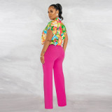 Print Shirts And Straight Pants Two Piece Set YF-10538