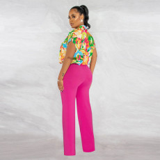 Print Shirts And Straight Pants Two Piece Set YF-10538