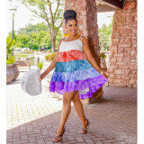 Gradient Print Sling Seeveless Mini Dress BY-6509