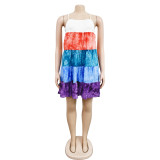 Gradient Print Sling Seeveless Mini Dress BY-6509