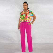 Print Shirts And Straight Pants Two Piece Set YF-10538