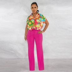 Print Shirts And Straight Pants Two Piece Set YF-10538