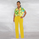 Print Shirts And Straight Pants Two Piece Set YF-10538
