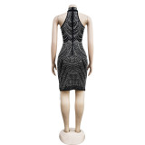 Hot Drill Sleeveless Halter Tassel Mini Dress  BY-6377