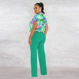 Print Shirts And Straight Pants Two Piece Set YF-10538