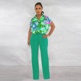 Print Shirts And Straight Pants Two Piece Set YF-10538