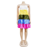 Gradient Print Sling Seeveless Mini Dress BY-6509