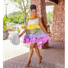 Gradient Print Sling Seeveless Mini Dress BY-6509