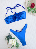Solid Color Backless Bandage 2 Piece Bikinis CASF-6581