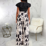 Fashion Print Short Sleeve Loose Jumpsuit SMR-12072