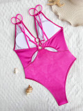 Solid Color Backless One Piece Swimsuit CASF-6561