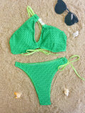 Solid Single Shoulder Bikinis Two Piece Swimsuit CASF-6597