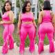 Plus Size Solid Color Vest And Pants Two Piece Set XMY-9436