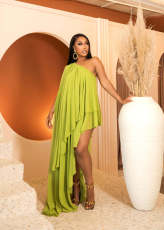 Sexy Chiffon Single Shoulder Irregular Dress(Without Headscar) ZDF-31285