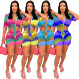 Gradient Color Printed Two Piece Shorts Set SFY-2327
