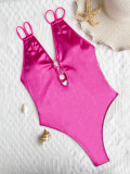 Solid Color Backless One Piece Swimsuit CASF-6561