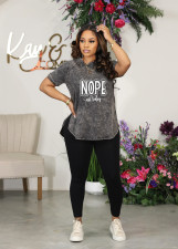 Plus Size Letter Print Short Sleeve Pants Sport Two Piece Set WAF-7589319