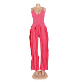 Sexy Solid Sling Tops And Tassel Pants Two Piece Set AIL-246