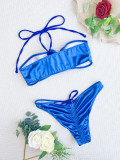 Solid Color Backless Bandage 2 Piece Bikinis CASF-6581