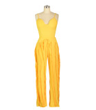 Sexy Solid Sling Tops And Tassel Pants Two Piece Set AIL-246