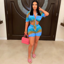 Gradient Color Printed Two Piece Shorts Set SFY-2327