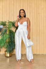 Sexy Solid Sling Tops And Tassel Pants Two Piece Set AIL-246