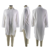 Long Sleeve Lapel Neck Shirt Dress SFY-2334