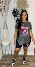 Casual Print Sport Short Sleeve Two Piece Short Set WAF-7590320