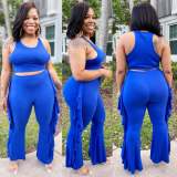 Plus Size Solid Color Vest And Pants Two Piece Set XMY-9436