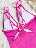 Solid Color Backless One Piece Swimsuit CASF-6561