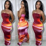 Sexy Off Shoulder Tube Tops Print Dress BGN-282