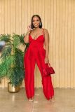 Sexy Solid Sling Tops And Tassel Pants Two Piece Set AIL-246