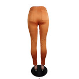 Plus Size Casual Solid Color Tight Pants LUO-4022