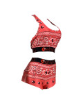 Sexy Print Tight Vest And Shorts Two Piece Set FNN-8713