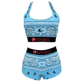 Sexy Print Tight Vest And Shorts Two Piece Set FNN-8713