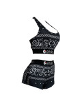 Sexy Print Tight Vest And Shorts Two Piece Set FNN-8713