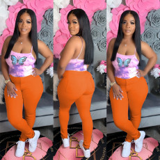 Plus Size Casual Solid Color Tight Pants LUO-4022