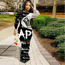 Halloween Fashion Print Slim Maxi Dress LUO-6610